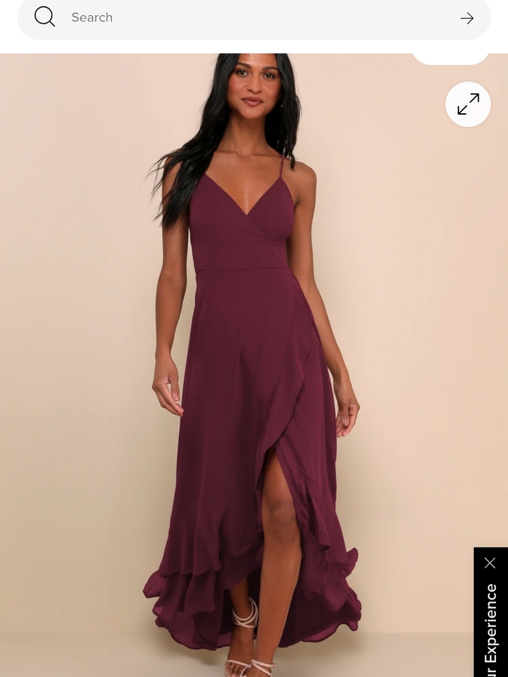 Lulu's Plum Lace-up High-Low Ruffle Maxi Dress